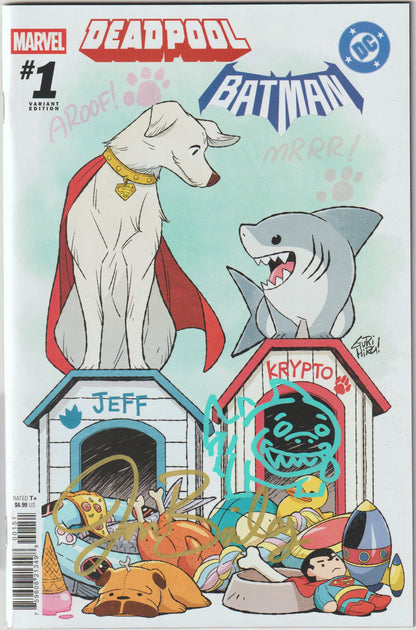 Marvel/DC: Deadpool/Batman #1 Gurihiru Variant Cover [SIGNED BY JON BAILEY VOICE OF JEFF THE LAND SHARK] Jeff Remark