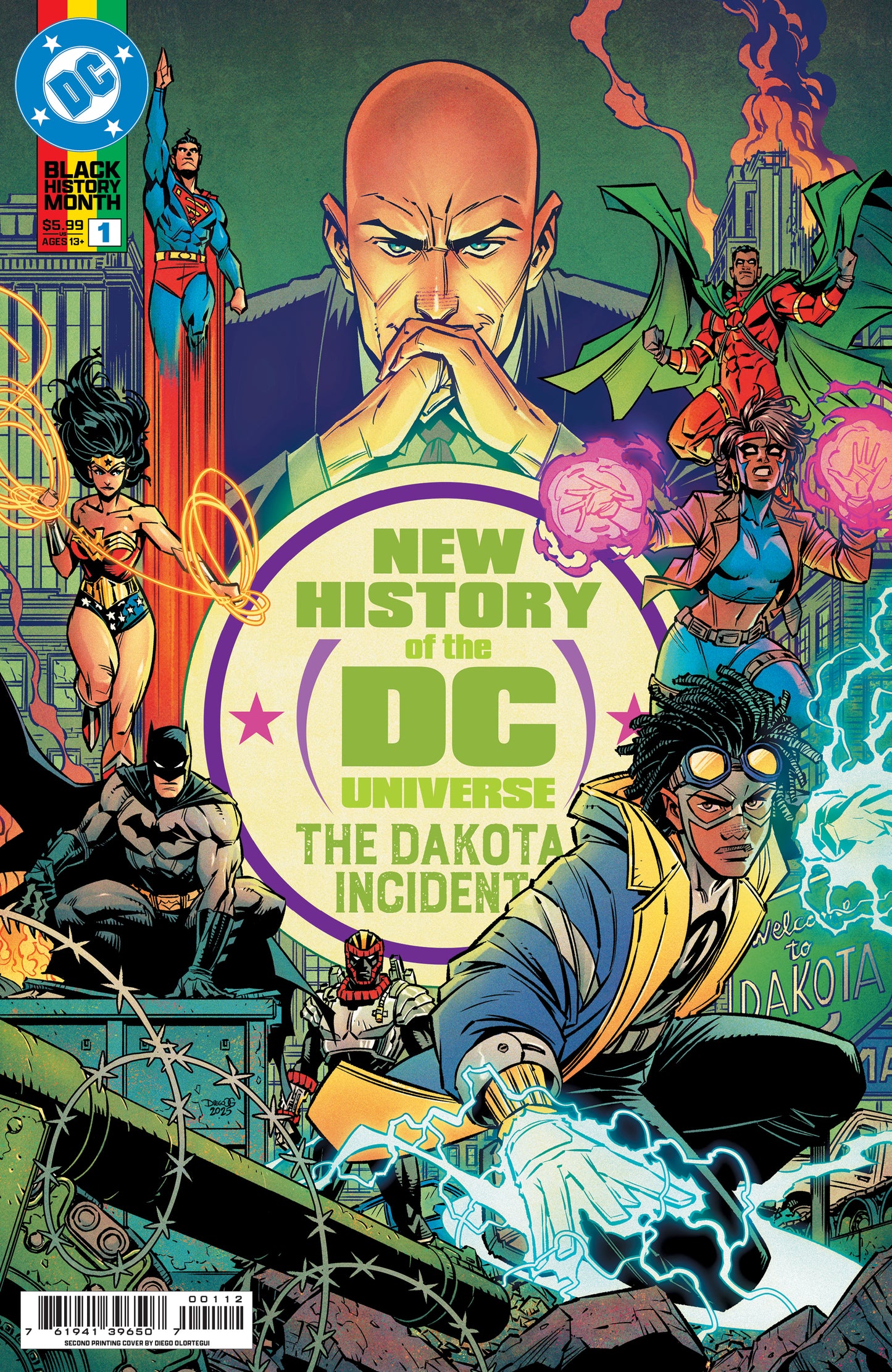 (x5) NEW HISTORY OF THE DC UNIVERSE THE DAKOTA INCIDENT #1 (ONE SHOT) Second Printing Cvr A Diego Olortegui (2nd Print) [5 Book Bundle]