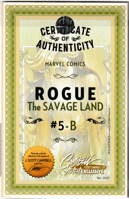 Rogue: The Savage Land #5 JSC Artist EXCLUSIVE (2025) Cover B: Border Rogue, limited to 2,000 copies - Signed with COA (NM/NM+)