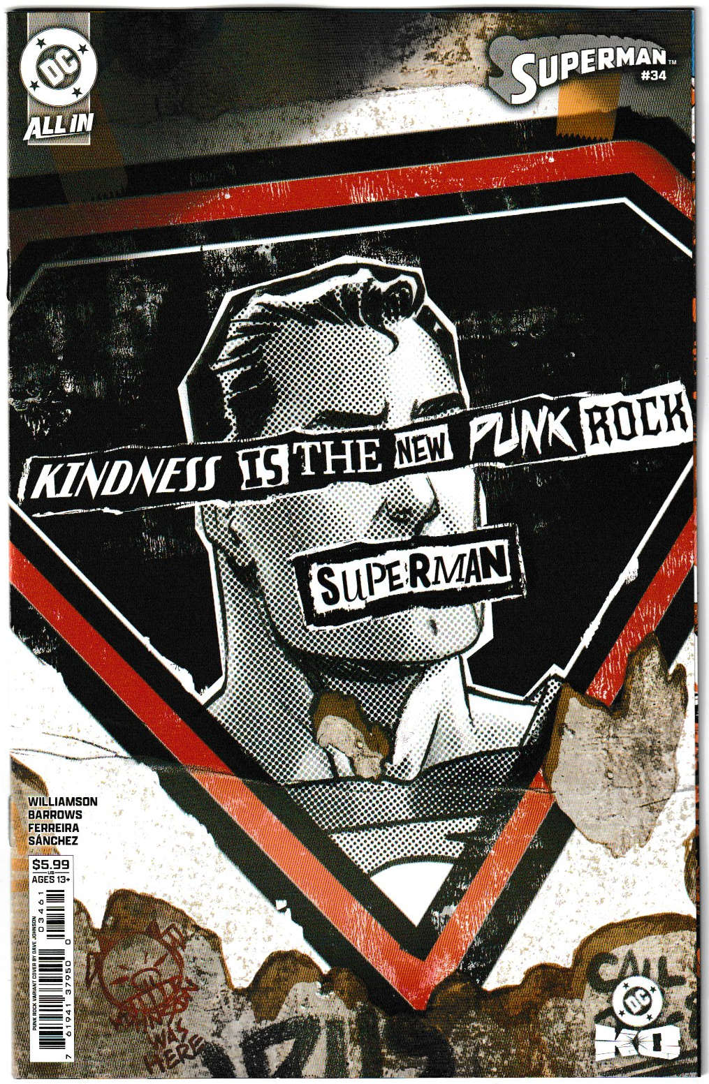 SUPERMAN #34 CVR F DAVE JOHNSON PUNK ROCK CARD STOCK VAR (DC K.O.)