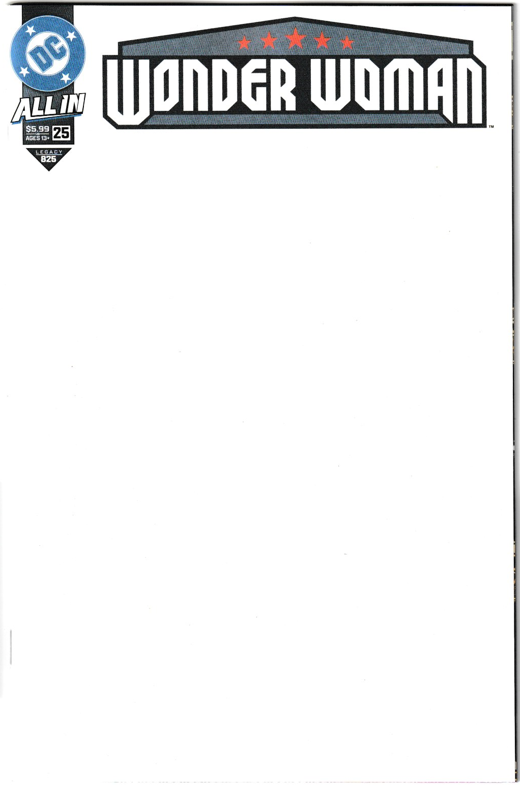 Wonder Woman #25 Cvr F Blank Card Stock Var (DC Comics 2025)
